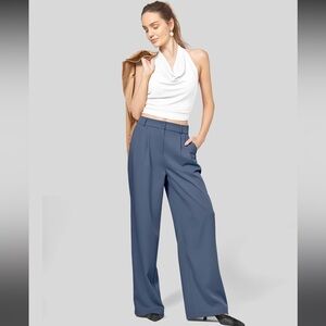 NWT Willit Women's Easy Wide-Leg Work Pants in cobalt blue